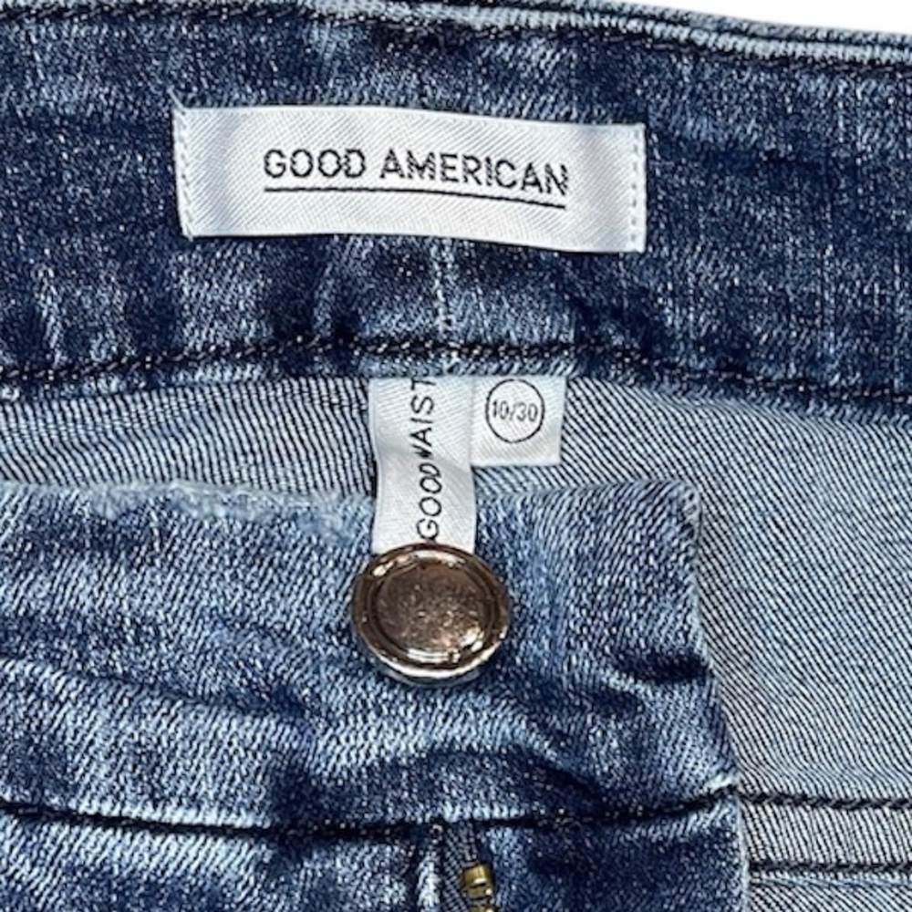 Good American Womens Jeans Good Waist Skinny Dark Wash Tuxedo Stripe Jeans Sz 10 - Picture 7 of 7